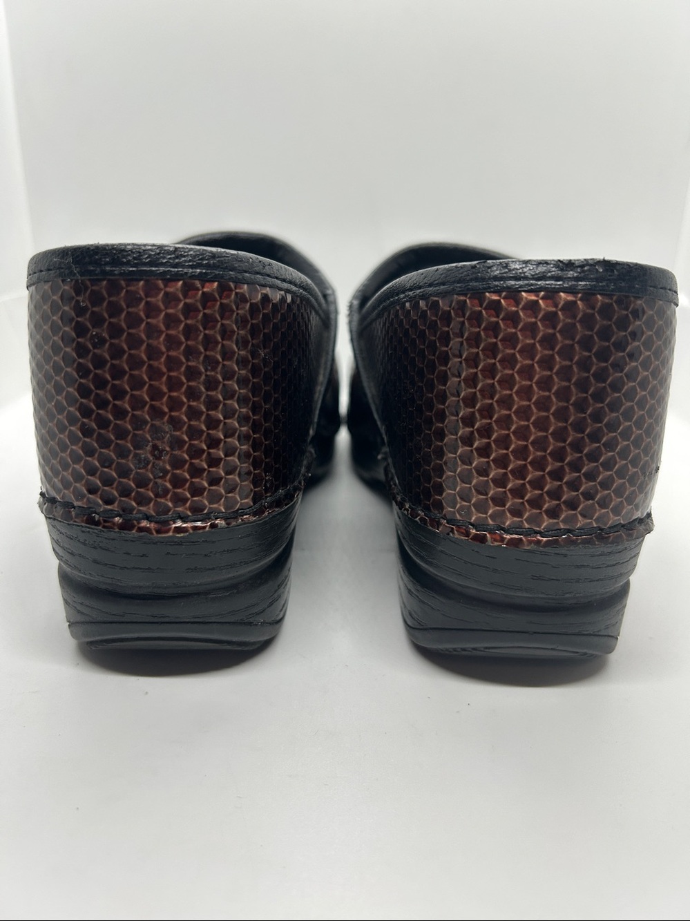 Dansko Brown Metallic Hex-Pattern Clogs - Picture 8 of 16